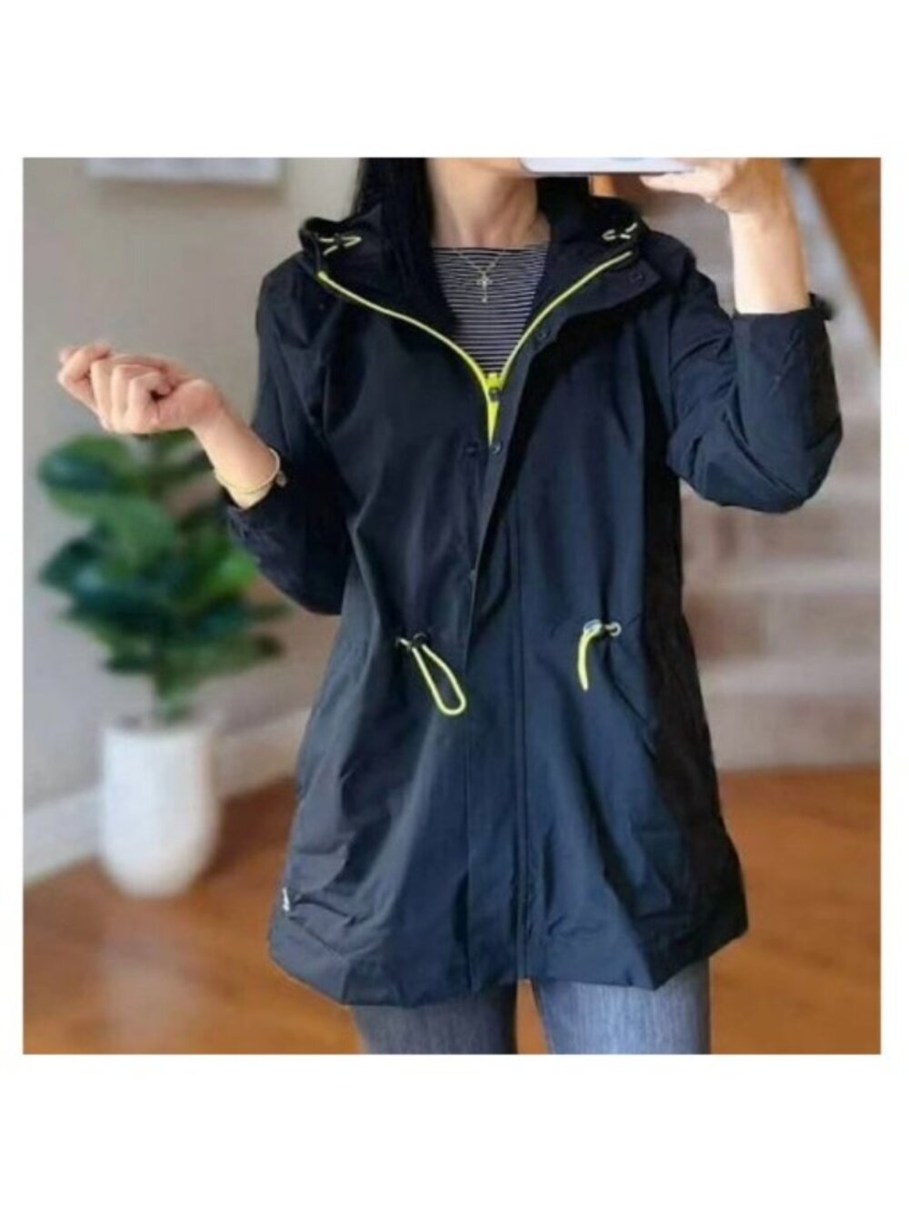 NWT G.H. Bass & Co. Women's Size L Black Anorak Windbreaker Jacket G2033